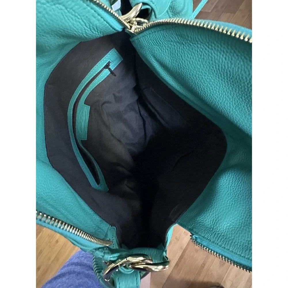 Onna Ehrlich Turquoise/Teal Leather Large Crossbody/Handheld  RETAIL $650